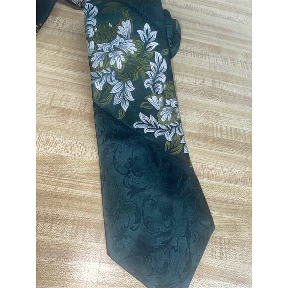 Vtg 70s 2 Don Loper Polyester Geometric Floral Brocade Ties Neckties USA Made - Picture 2 of 7